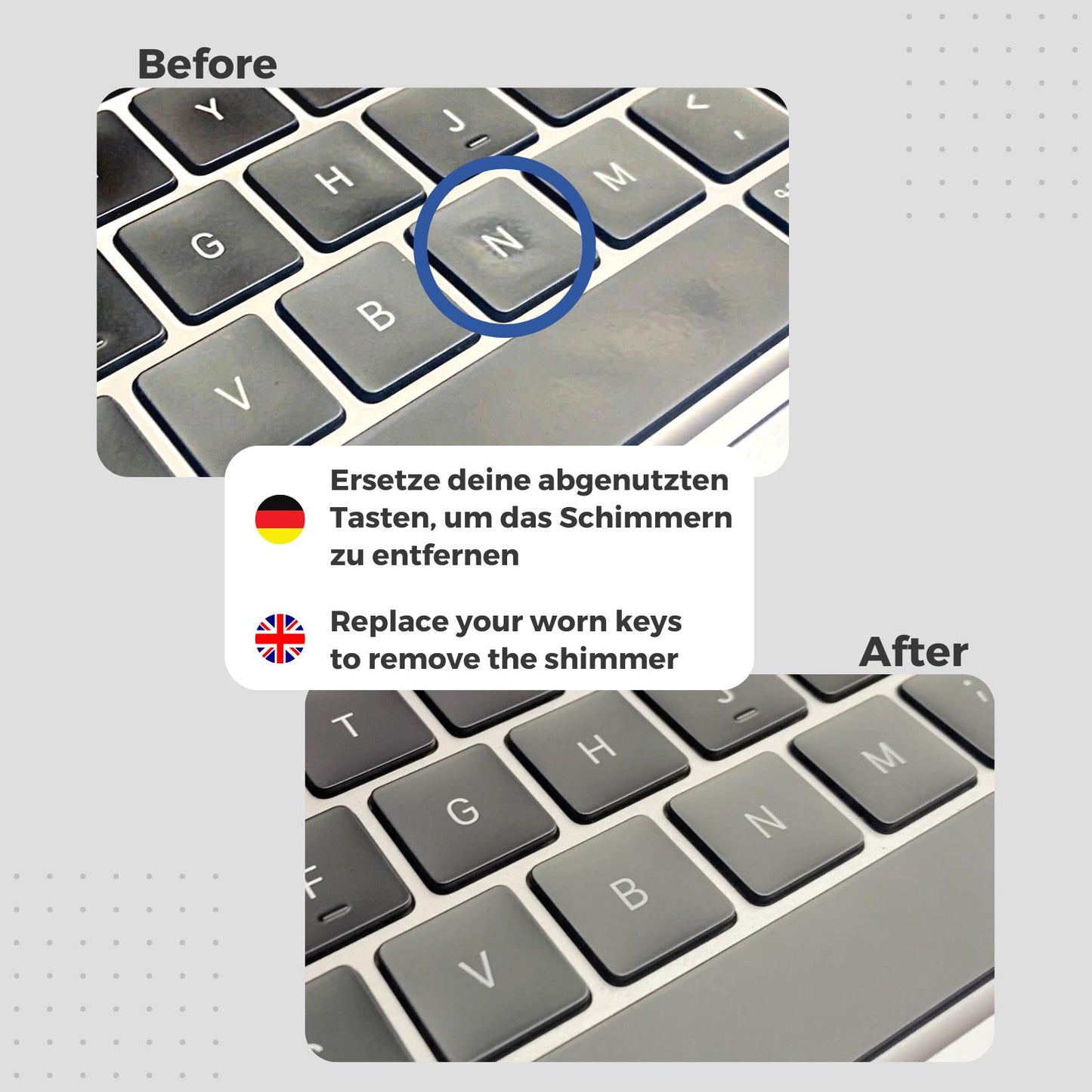 Keys & Clips for MacBook Pro/Air Keyboard German Layout ISO