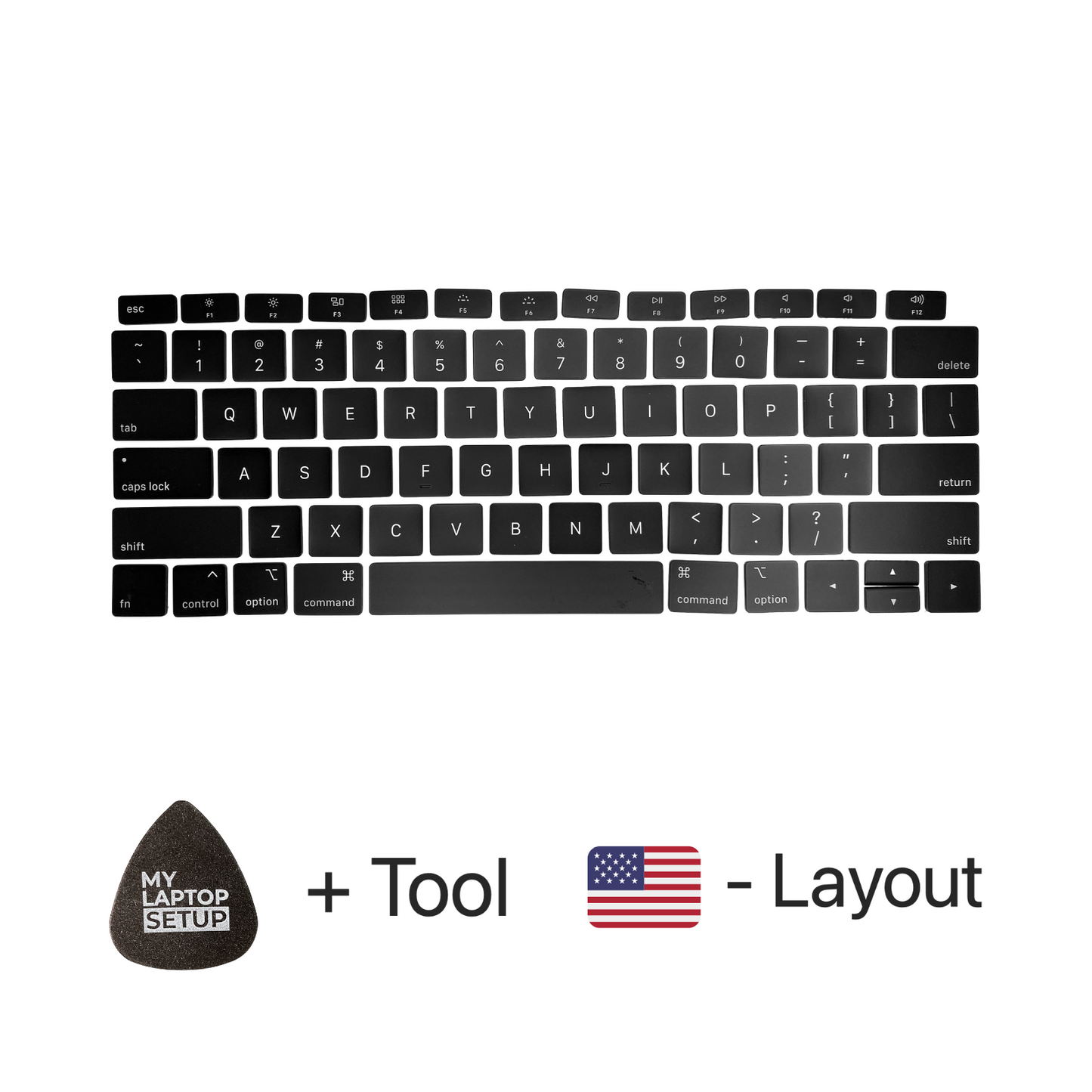 Ersatztasten & Scharniere für MacBook Pro/Air 🇺🇸 US-Layout QWERTY (alle Modelle)