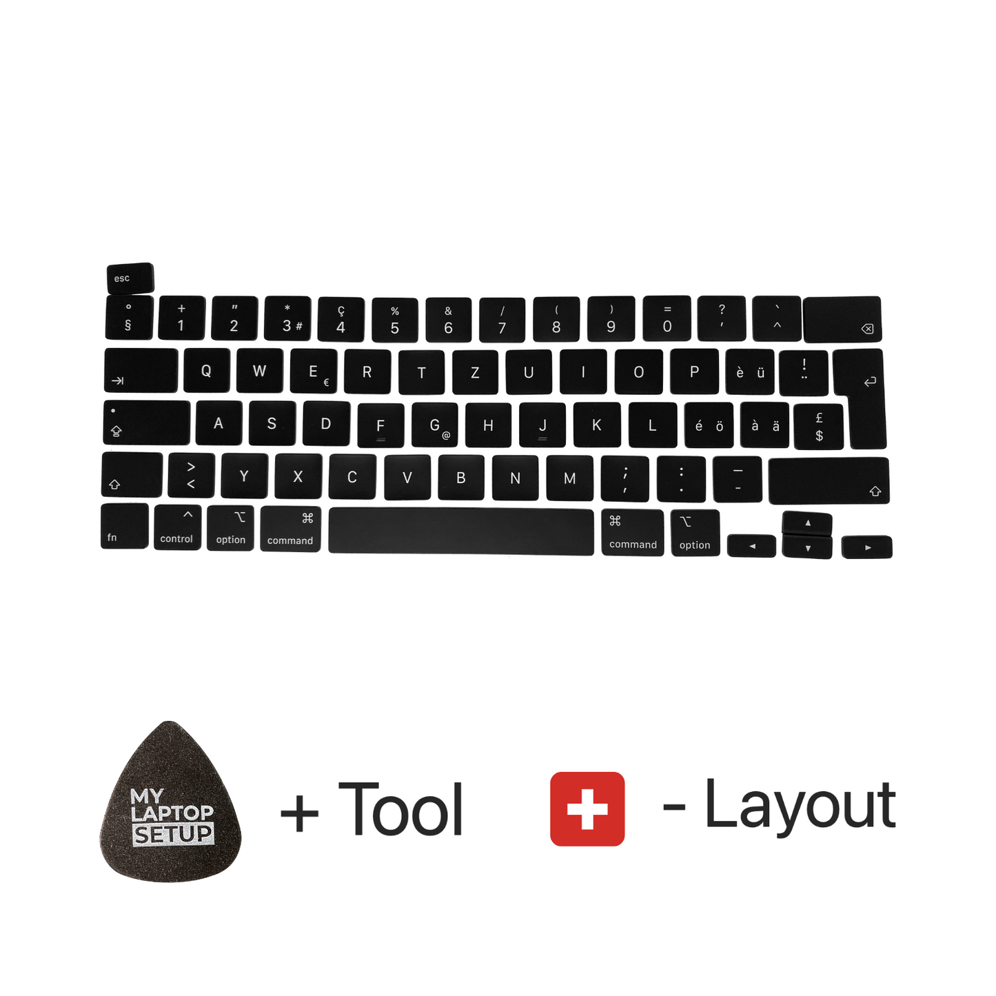 Replacement Keys & Hinges for MacBook Pro/Air Swiss 🇨🇭 CH-Layout QWERTY (all models)