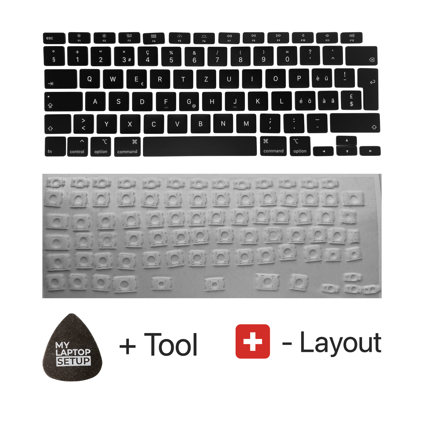 Ersatztasten & Scharniere für MacBook Pro/Air Schweizer 🇨🇭 CH-Layout QWERTZ (alle Modelle)