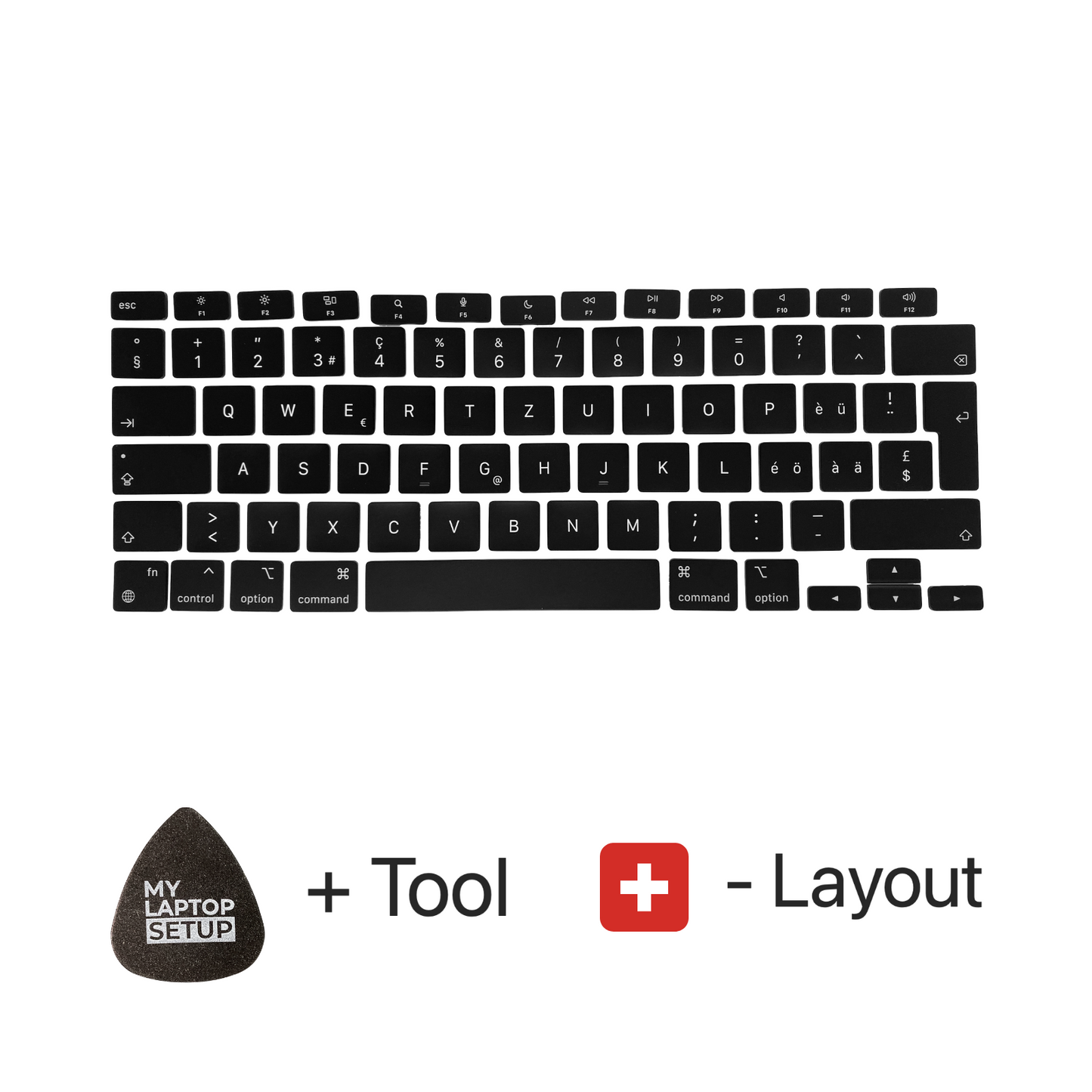 Replacement Keys & Hinges for MacBook Pro/Air Swiss 🇨🇭 CH-Layout QWERTY (all models)